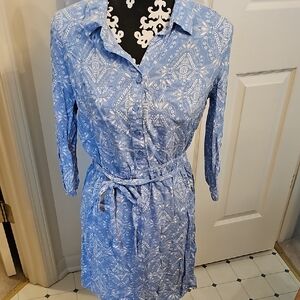 Blue Paisley Shirt Dress